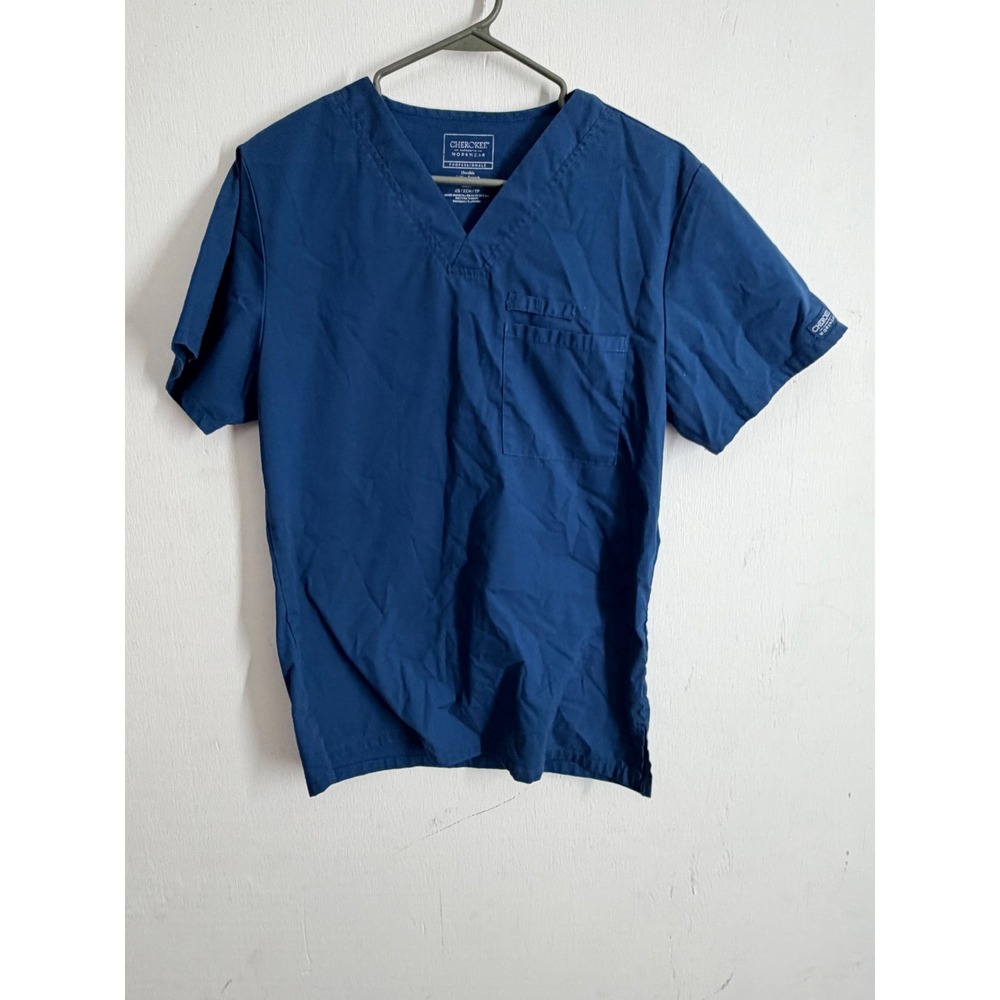 Cherokee Workwear Professionals Navy Blue Scrub Top V-Neck XS Stretch Nursing
